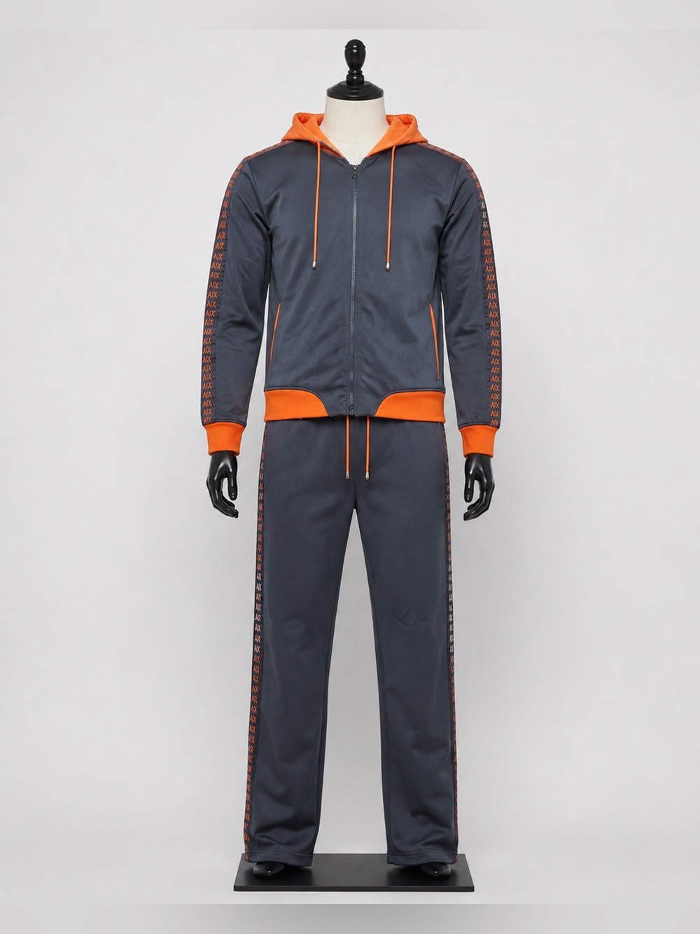A|X Armani Exchange Gray Orange Tracksuit Set Hoodie XL Pants M